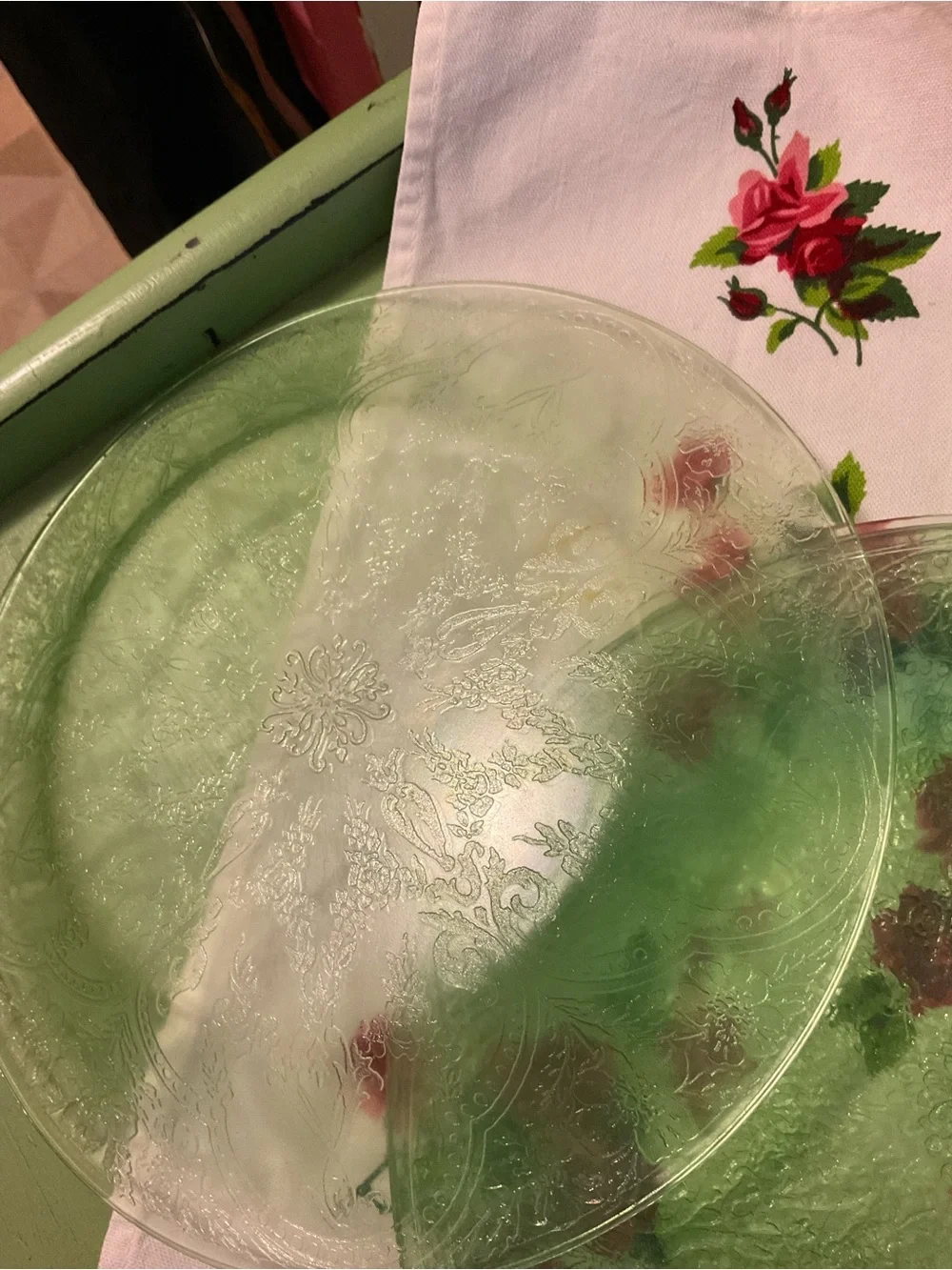 Lot of 5 Green Uranium Plates Glass